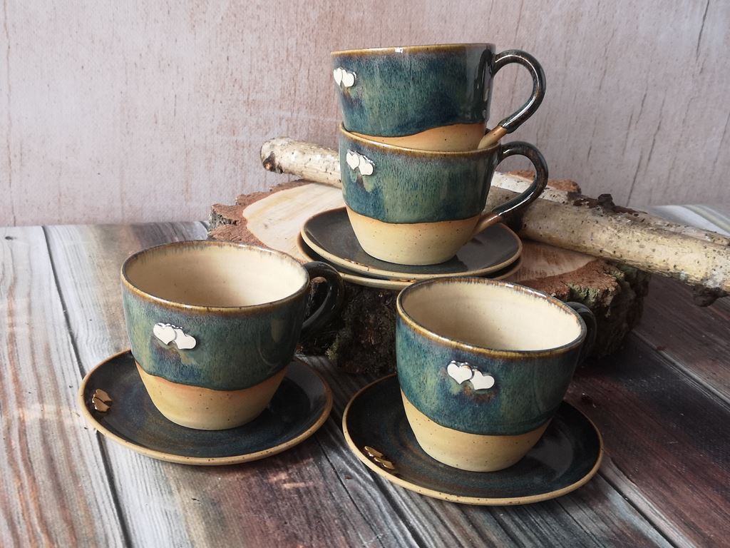 Filiżanki z serduszkami Toń Oceanu